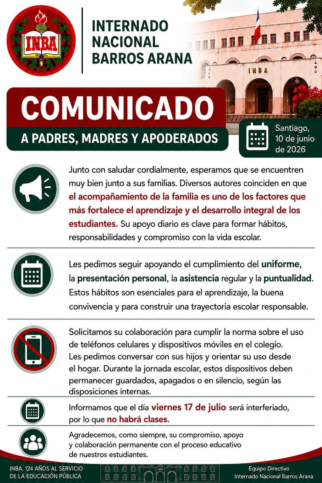 Comunicado a padres, madres y apoderados