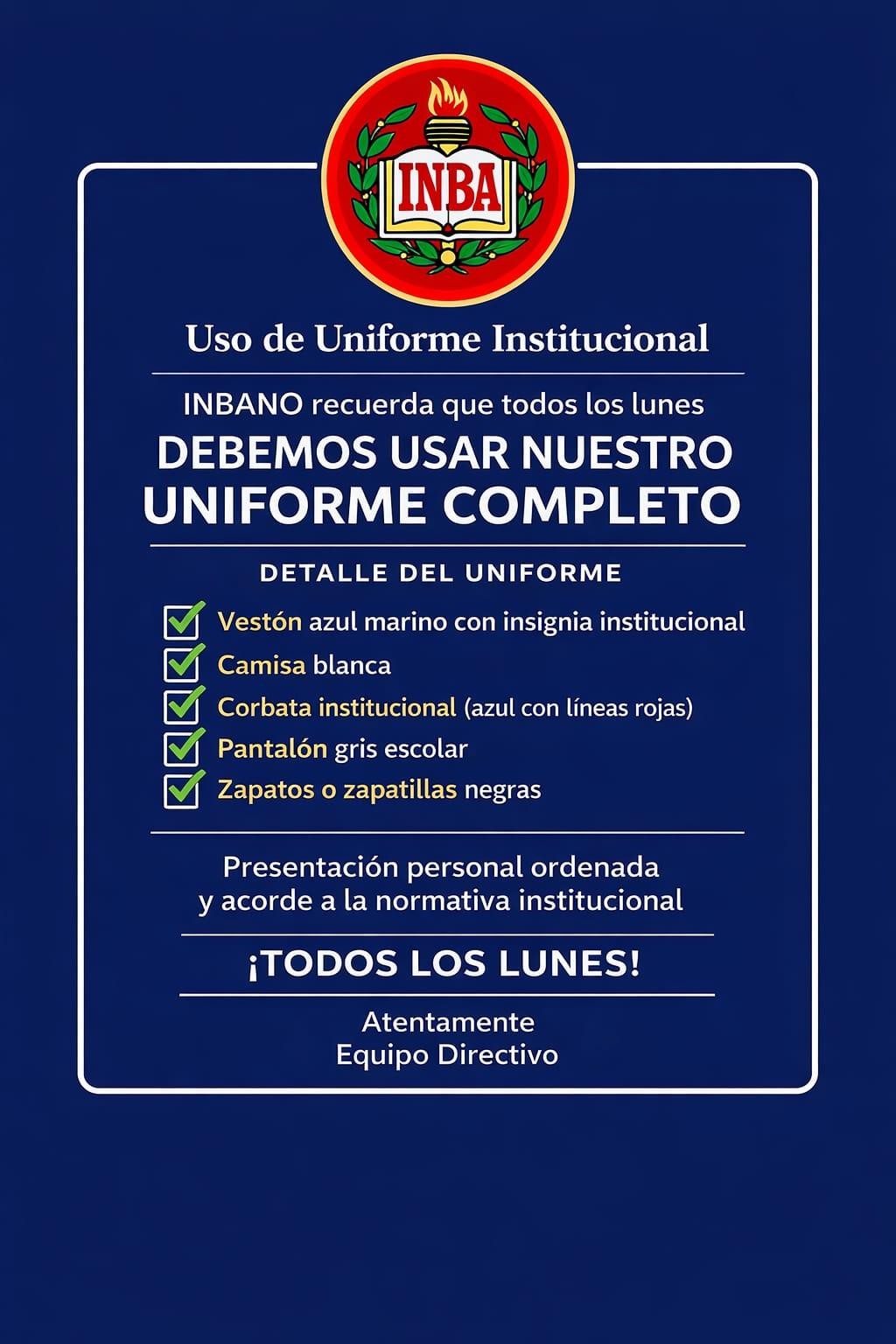 Uniforme escolar INBA